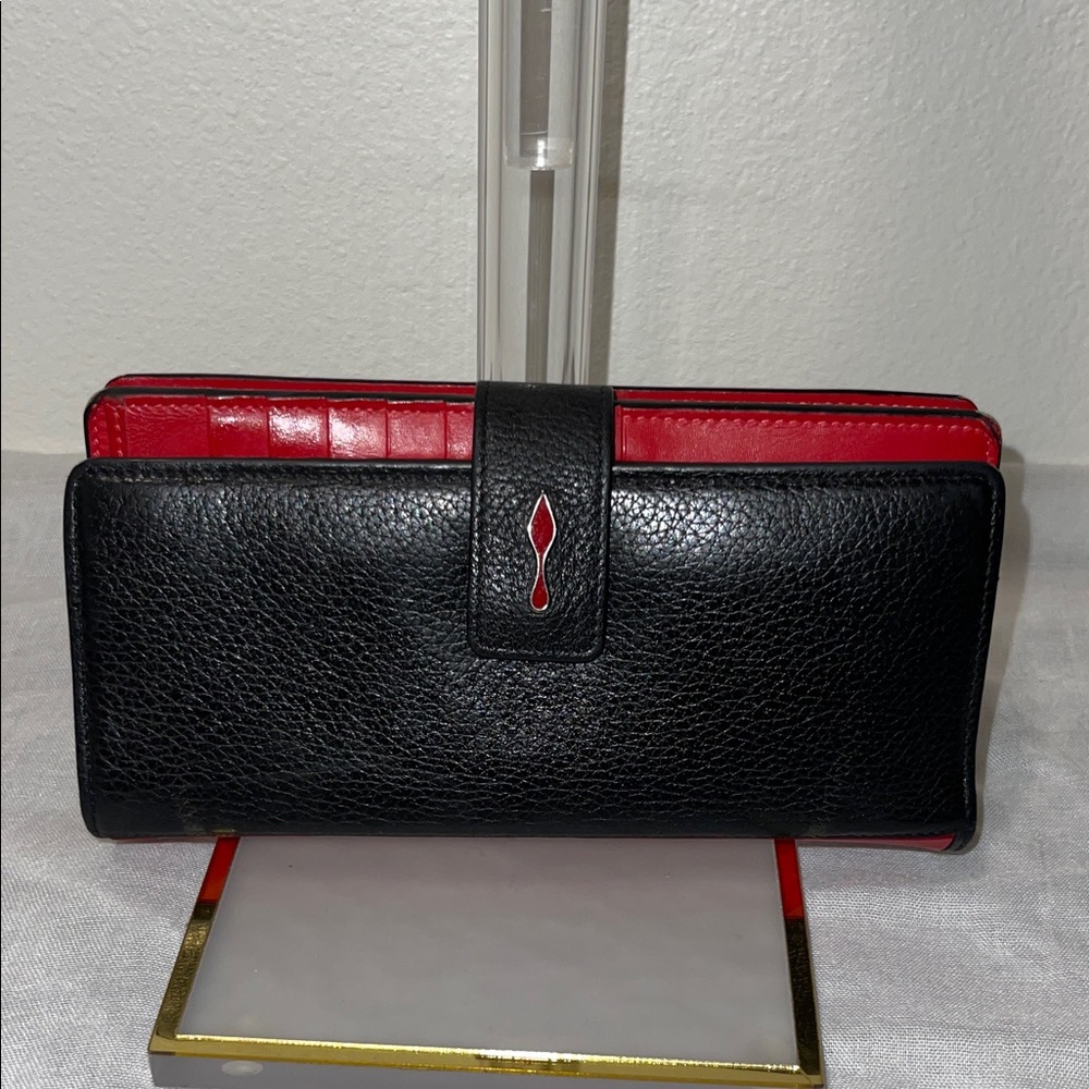 Christian Louboutin Black and Red Leather Continental Wallet